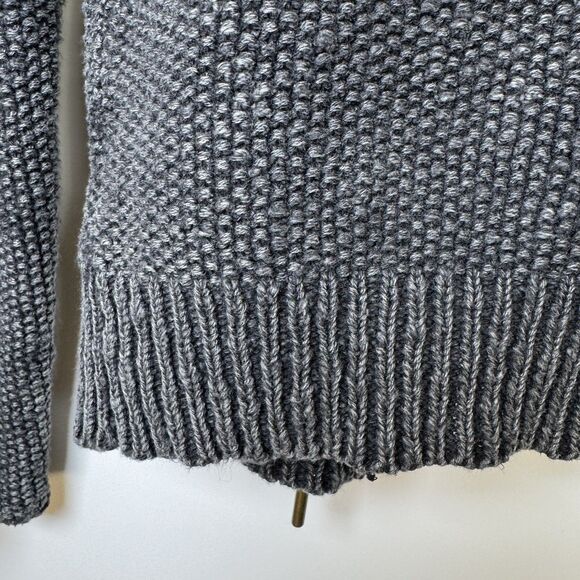 Free People Womens Small Gray Textured Knit Moto Sweater Jacket Cotton Zip Up - Picture 8 of 16